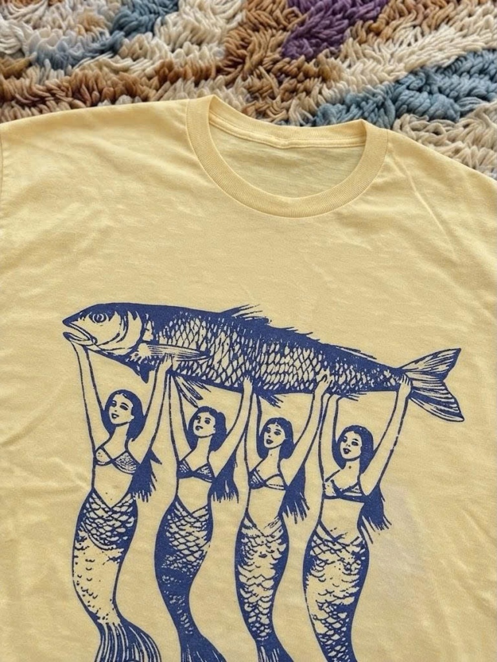 Yellow Fish & Mermaids Graphic T-Shirt - Picture 2 of 3